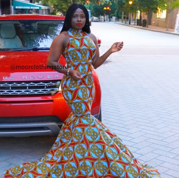 African print mermaid  wedding dress - Picture 3 of 3